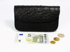 Portemonnee Struisvogelleer ronde rand
