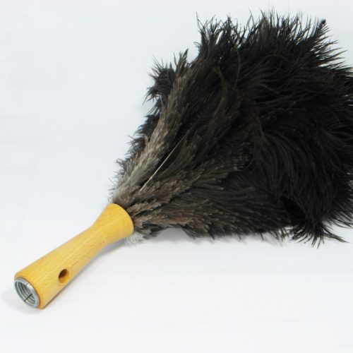 Struisvogel Plumeau met korte houten steel 35 cm
