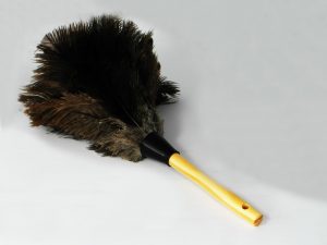 Struisvogel Plumeau met korte houten steel