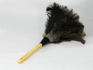 Struisvogel Plumeau met korte houten steel