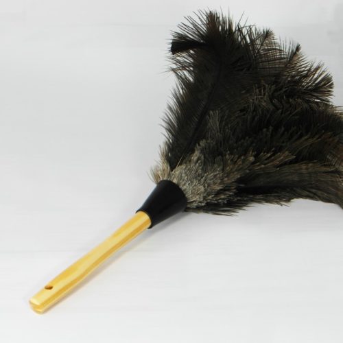 Struisvogel Plumeau met korte houten steel