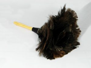 Struisvogel Plumeau met korte houten steel
