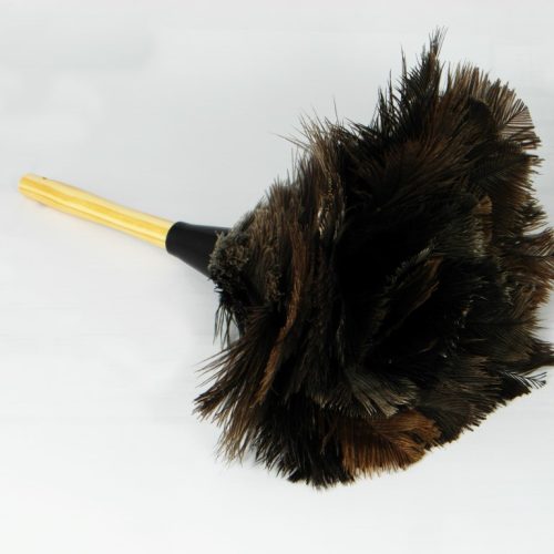 Struisvogel Plumeau met korte houten steel