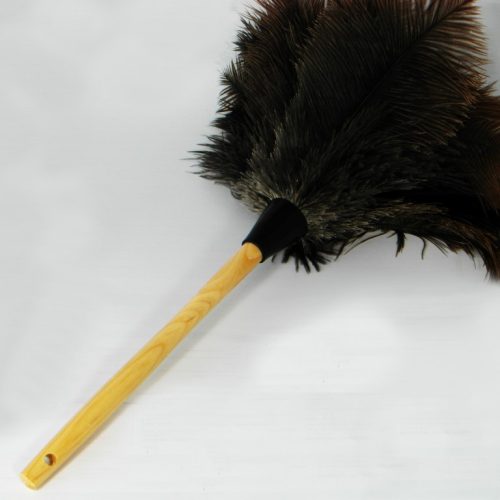 Struisvogel Plumeau met middellange houten steel