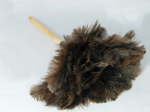 Struisvogel Plumeau met middellange houten steel