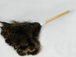 Struisvogel Plumeau met korte houten steel