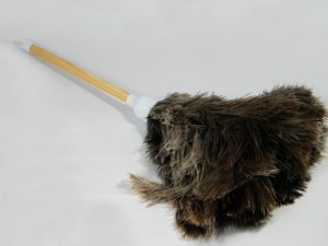 Struisvogel Plumeau met korte houten steel