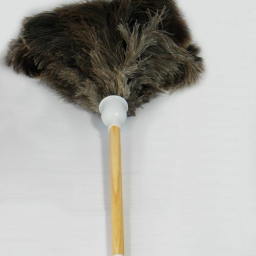 Struisvogel Plumeau met korte houten steel
